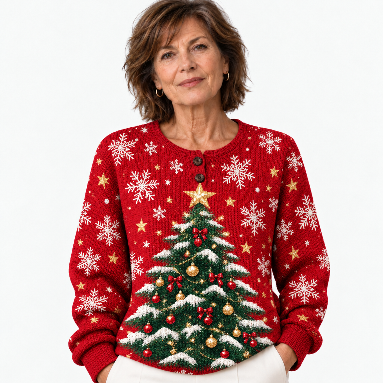 Snowy Christmas Tree Cozy Jumper