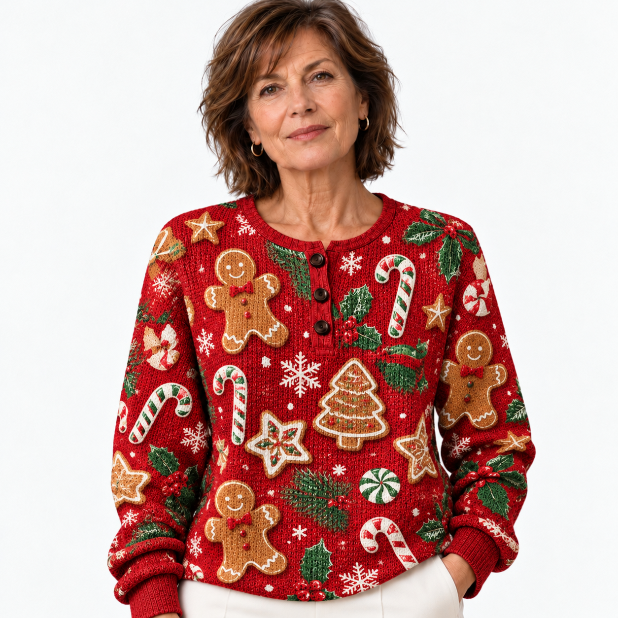 Red Gingerbread Candy Cozy Jumper