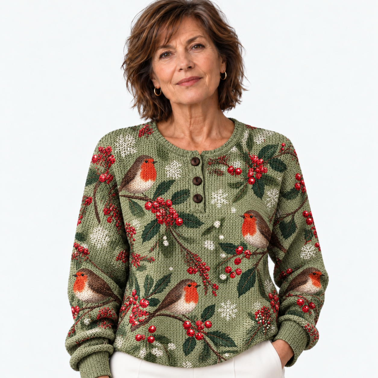 Robin Holly Berries Cozy Jumper