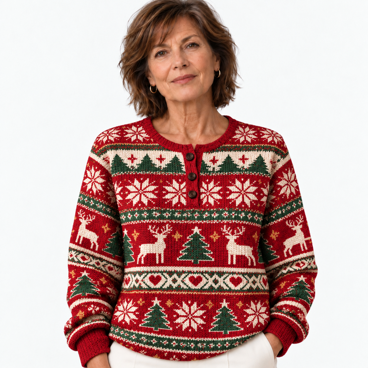 Red Nordic Reindeer Cozy Jumper