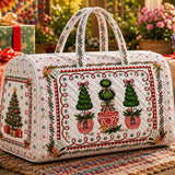 Christmas Topiary Trees Handcrafted Travel Bag