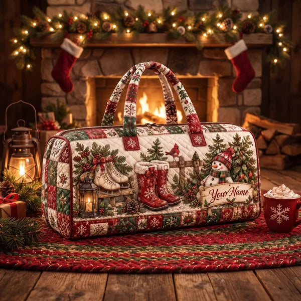Snowman Winter Boots Handcrafted Travel Bag