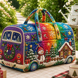 Rainbow Snowman Camper Handcrafted Travel Bag