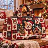 Christmas Corgi Handcrafted Travel Bag