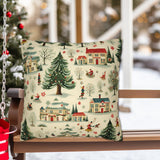Christmas Holiday Old Fashioned Village Throw Pillow with Multiple Sizes &amp; Options