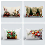 Christmas Tree Pillow Cover: Berries, Ornaments, Floral Candles