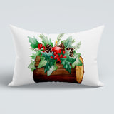 Christmas Tree Pillow Cover: Berries, Ornaments, Floral Candles