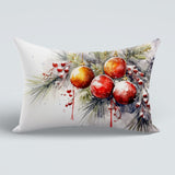 Christmas Tree Pillow Cover: Berries, Ornaments, Floral Candles