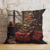 Christmas Tree Gift Box Pillow Cover, Holiday Decor, Soft Fabric Cushion