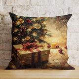 Christmas Tree Gift Box Pillow Cover, Holiday Decor, Soft Fabric Cushion
