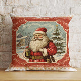 Classic Santa Christmas Cushion Cover, Traditional Father Christmas Pillow Cover, Cosy Festive Decor, 16x16 18x18