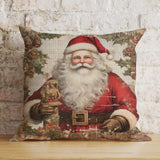 Classic Santa Christmas Cushion Cover, Traditional Father Christmas Pillow Cover, Cosy Festive Decor, 16x16 18x18