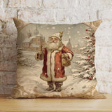 Classic Santa Christmas Cushion Cover, Traditional Father Christmas Pillow Cover, Cosy Festive Decor, 16x16 18x18
