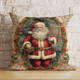 Classic Santa Christmas Cushion Cover, Traditional Father Christmas Pillow Cover, Cosy Festive Decor, 16x16 18x18