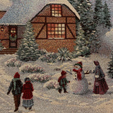 Christmas Eve Decor Houses Kids Snow Night Horse Tapestry Cushion Tapestry Pillow Case Sham Cover New Year Tree Art Winter Holidays 18"x18"
