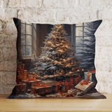 Christmas Tree Gift Box Pillow Cover, Holiday Decor, Soft Fabric Cushion