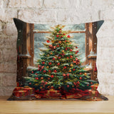 Christmas Tree Gift Box Pillow Cover, Holiday Decor, Soft Fabric Cushion