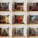 Christmas Tree Gift Box Pillow Cover, Holiday Decor, Soft Fabric Cushion