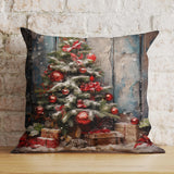 Christmas Tree Gift Box Pillow Cover, Holiday Decor, Soft Fabric Cushion