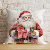 Santa Claus Cushion Cover, Christmas Gift Scene Pillow Cover, Warm Cosy Festive Holiday Decor, Christmas Pillow Cover, 16x16 18x18