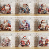 Santa Claus Cushion Cover, Christmas Gift Scene Pillow Cover, Warm Cosy Festive Holiday Decor, Christmas Pillow Cover, 16x16 18x18