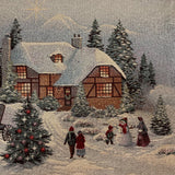 Christmas Eve Decor Houses Kids Snow Night Horse Tapestry Cushion Tapestry Pillow Case Sham Cover New Year Tree Art Winter Holidays 18"x18"