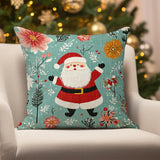 Santa Claus Pillow Cover, Reindeer Sleigh Design, Christmas Decor