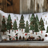 New Year Rectangular Pillow Cover, Snowing House Winter Vibe Xmas Rectangular Cushion Cover, Noel Throw Pillow Case