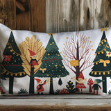 New Year Rectangular Pillow Cover, Snowing House Winter Vibe Xmas Rectangular Cushion Cover, Noel Throw Pillow Case