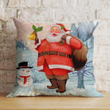 Santa Claus Cushion Cover, Father Christmas Pillow Cover, Cosy Winter Holiday Interior Decor, 16x16 18x18 20x20