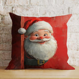 Santa Claus Cushion Cover, Father Christmas Pillow Cover, Cosy Winter Holiday Interior Decor, 16x16 18x18 20x20
