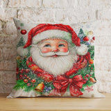Santa Claus Cushion Cover, Father Christmas Pillow Cover, Cosy Winter Holiday Interior Decor, 16x16 18x18 20x20