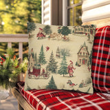 Old Fashioned Style Christmas Village Throw Pillows and Covers