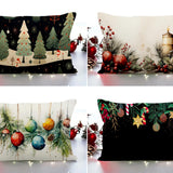 Festive Night &amp; Holiday Lumbar Throw Pillow Cover, Christmas Decor