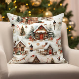 Santa Claus Pillow Cover, Reindeer Sleigh Design, Christmas Decor