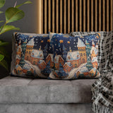 Throw Pillow Cover Vintage Snow Globe | Christmas Holiday Art, Hostess Gift, Faux Suede