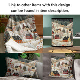 Retro Christmas Village Snowy Day Countryside Lumbar Accent Pillow | Cozy Festive Winter Holiday Seasonal Home Decor Xmas Throw Pillow