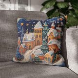 Throw Pillow Cover Vintage Snow Globe | Christmas Holiday Art, Hostess Gift, Faux Suede
