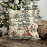 Christmas Toile de Jouy Throw Pillow Cover, Vintage Holiday Cushion Case