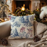 Christmas Santa Pillow Cover, Red and Blue Holiday Cushion with Gift Pattern for Living Room and Sofa Decor, Festive Throw Pillowcase