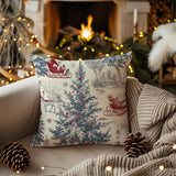 Christmas Santa Pillow Cover, Red and Blue Holiday Cushion with Gift Pattern for Living Room and Sofa Decor, Festive Throw Pillowcase