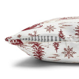 Red Toile Christmas Pillow Cover: Woodland Deer Holiday Decor