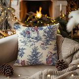 Christmas Santa Pillow Cover, Red and Blue Holiday Cushion with Gift Pattern for Living Room and Sofa Decor, Festive Throw Pillowcase