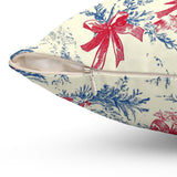Vintage Style Santa Christmas Pillow Red Blue Holiday Toile Throw Pillow