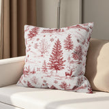 Red Toile Christmas Pillow Cover: Woodland Deer Holiday Decor