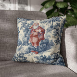 Blue Toile Santa Pillow Cover, Christmas Toile Pillowcase, French Country Christmas Decor