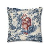Blue Toile Santa Pillow Cover, Christmas Toile Pillowcase, French Country Christmas Decor