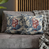 Blue Toile Santa Pillow Cover, Christmas Toile Pillowcase, French Country Christmas Decor