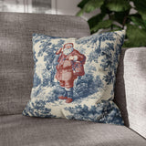 Blue Toile Santa Pillow Cover, Christmas Toile Pillowcase, French Country Christmas Decor