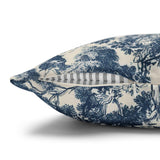 Blue Toile Santa Pillow Cover, Christmas Toile Pillowcase, French Country Christmas Decor